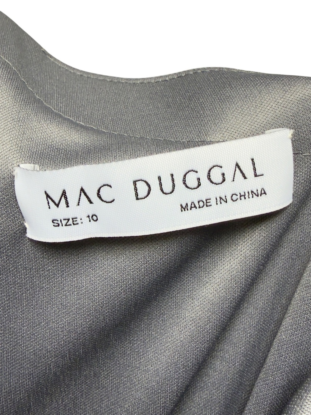 Mac Duggal Charcoal Gray One-Shoulder Embellished Formal Dress Gown Size 10 - Picture 7 of 7